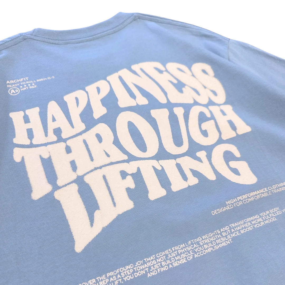 Camiseta oversize 'HAPPY LIFTER' azul claro