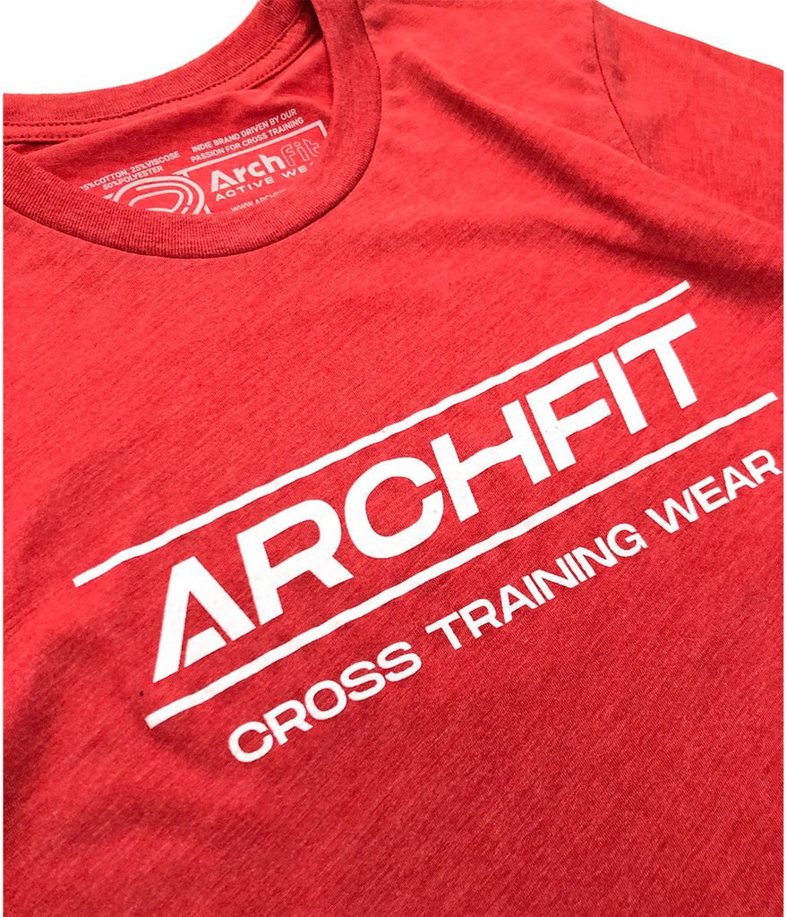 Camiseta 'Archfit' roja coral para Crossfit detalle