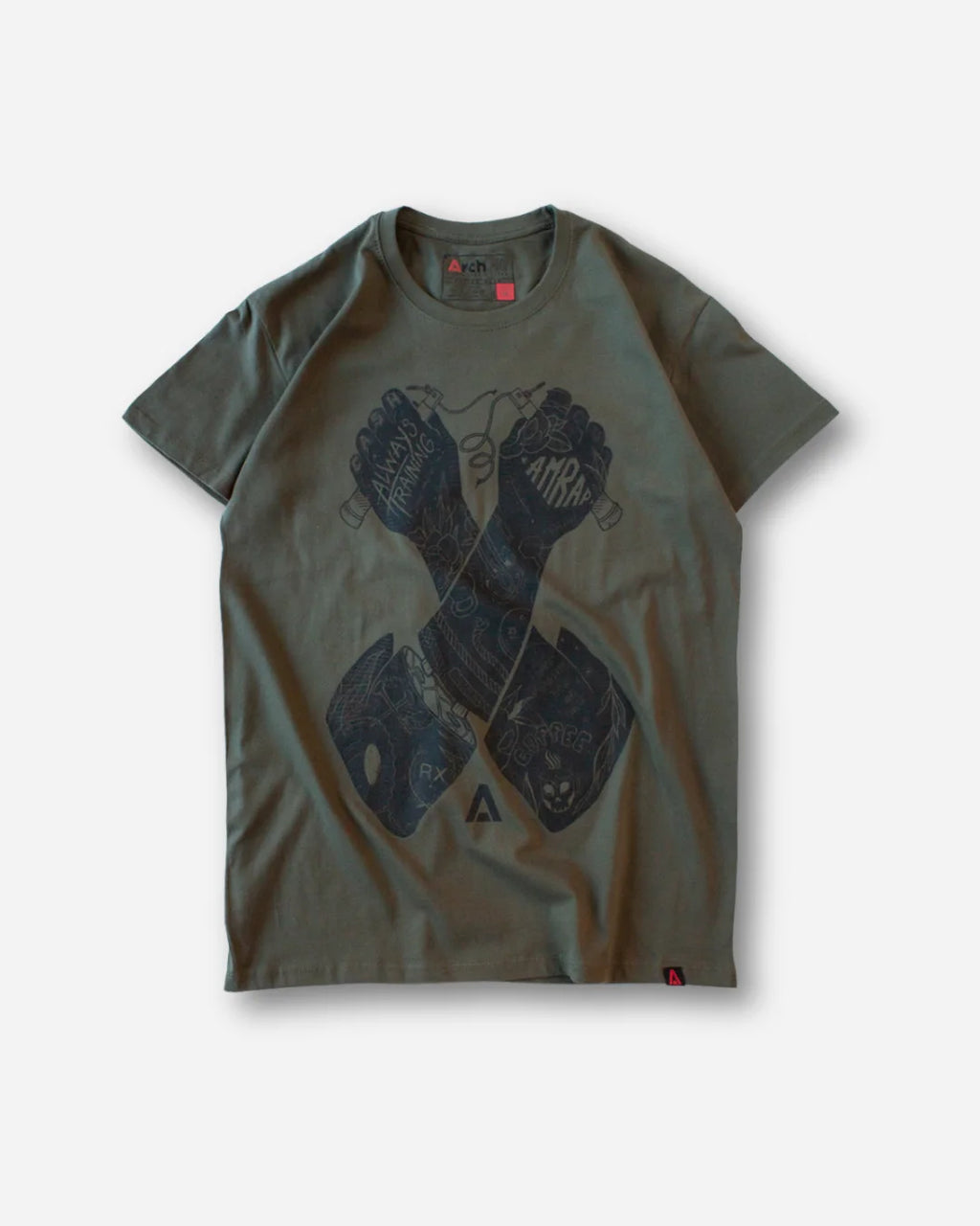 MILITARY GREEN TRAINING T-SHIRT ‘JUMP ROPE’