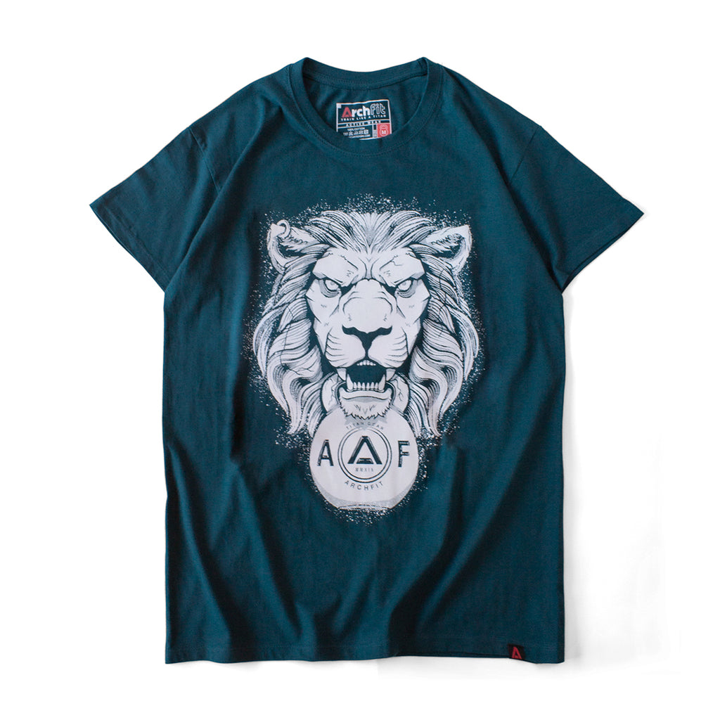 Camiseta estampada 'Lion KB' para Crossfit azul 