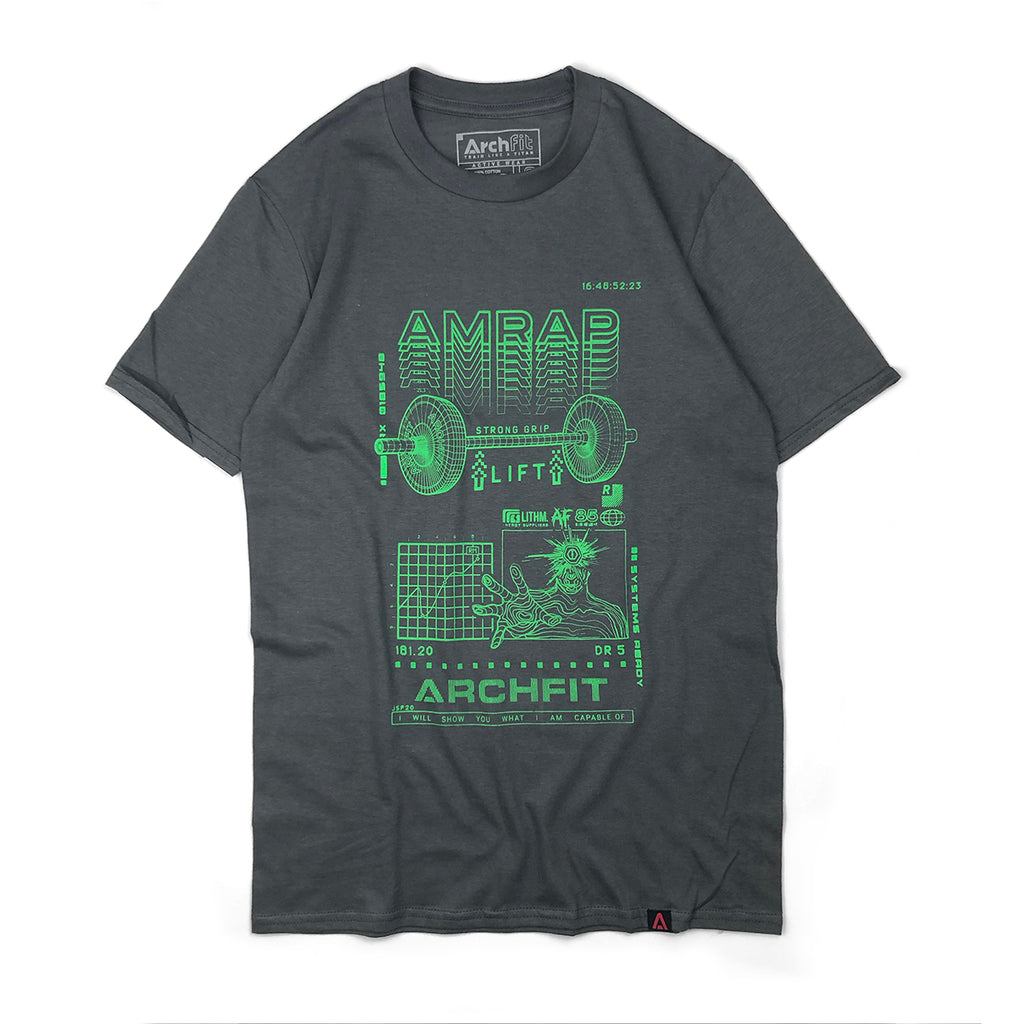 Camiseta gris estampada 'AMRAP' de algodón para Crossfit