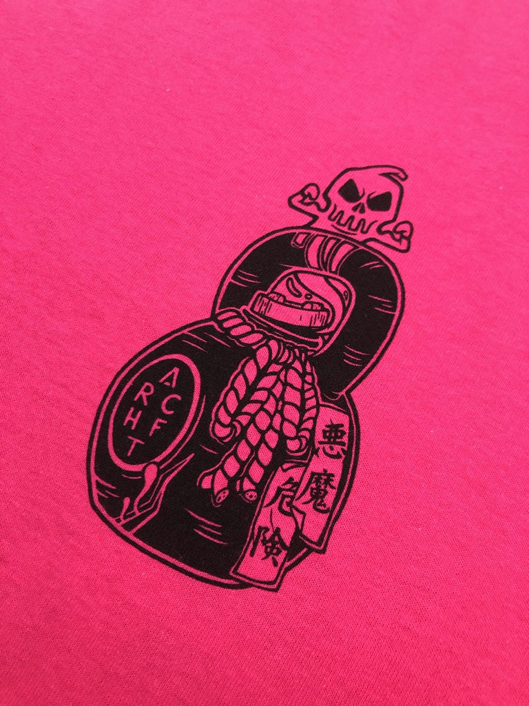 Camiseta 'Chaos' de algod'on rosa brillante para Chrossfit - estampado pecho