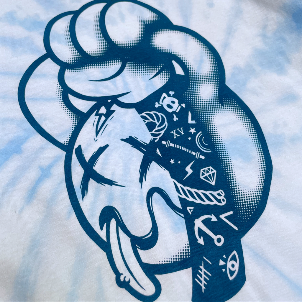 camiseta tie dye para crossfit 100% algodón azul tattoo estampado